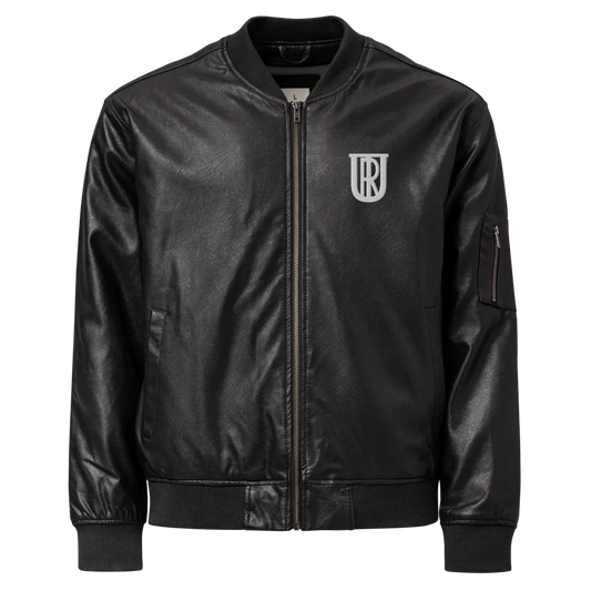 TRU Leather Bomber Jacket Black