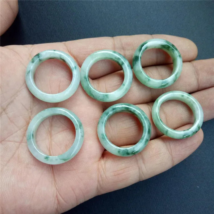 Grade A Myanmar Jadeite Ice Floating Flower Jade Ring Men Women Fine Jewelry Accessories Genuine Burma Jades Stone Band Rings