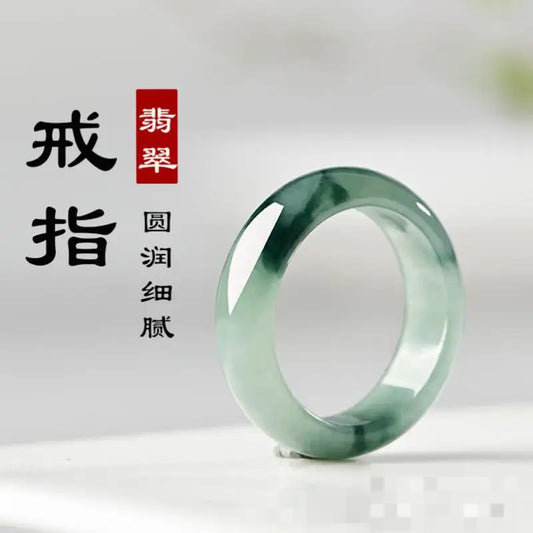 Grade A Myanmar Jadeite Ice Floating Flower Jade Ring Men Women Fine Jewelry Accessories Genuine Burma Jades Stone Band Rings