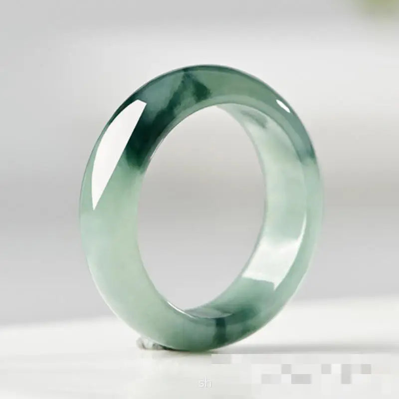 Grade A Myanmar Jadeite Ice Floating Flower Jade Ring Men Women Fine Jewelry Accessories Genuine Burma Jades Stone Band Rings