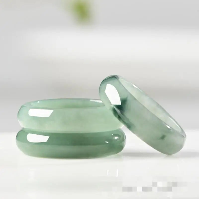 Grade A Myanmar Jadeite Ice Floating Flower Jade Ring Men Women Fine Jewelry Accessories Genuine Burma Jades Stone Band Rings