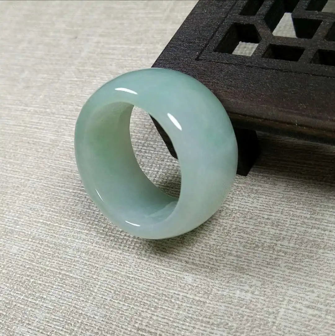 Grade A Myanmar Jadeite Ice Floating Flower Jade Ring Men Women Fine Jewelry Accessories Genuine Burma Jades Stone Band Rings