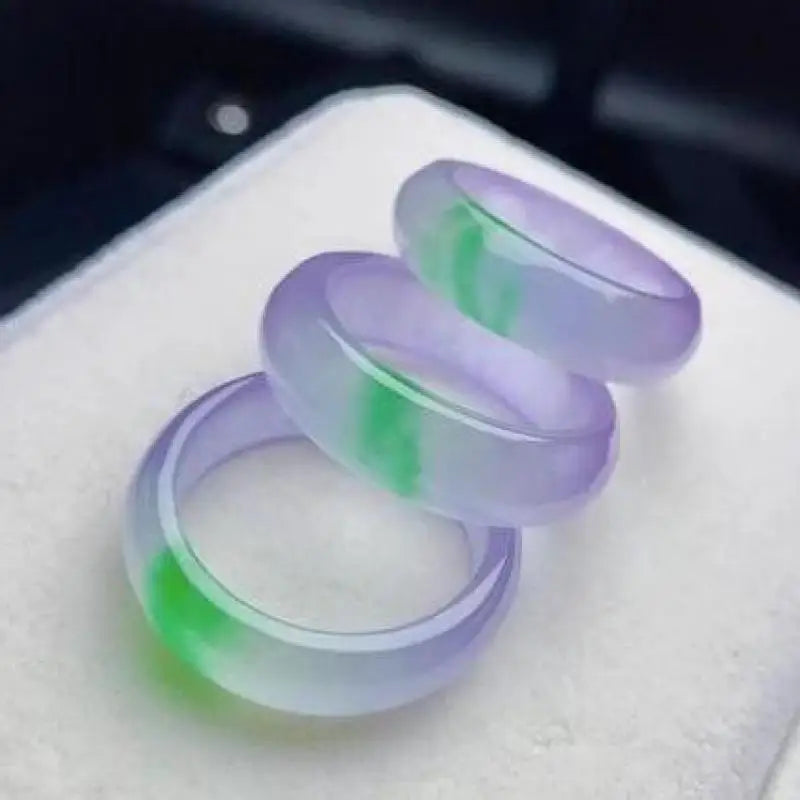 Grade A Myanmar Jadeite Ice Floating Flower Jade Ring Men Women Fine Jewelry Accessories Genuine Burma Jades Stone Band Rings