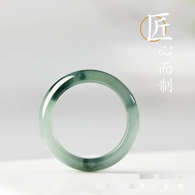 Grade A Myanmar Jadeite Ice Floating Flower Jade Ring Men Women Fine Jewelry Accessories Genuine Burma Jades Stone Band Rings
