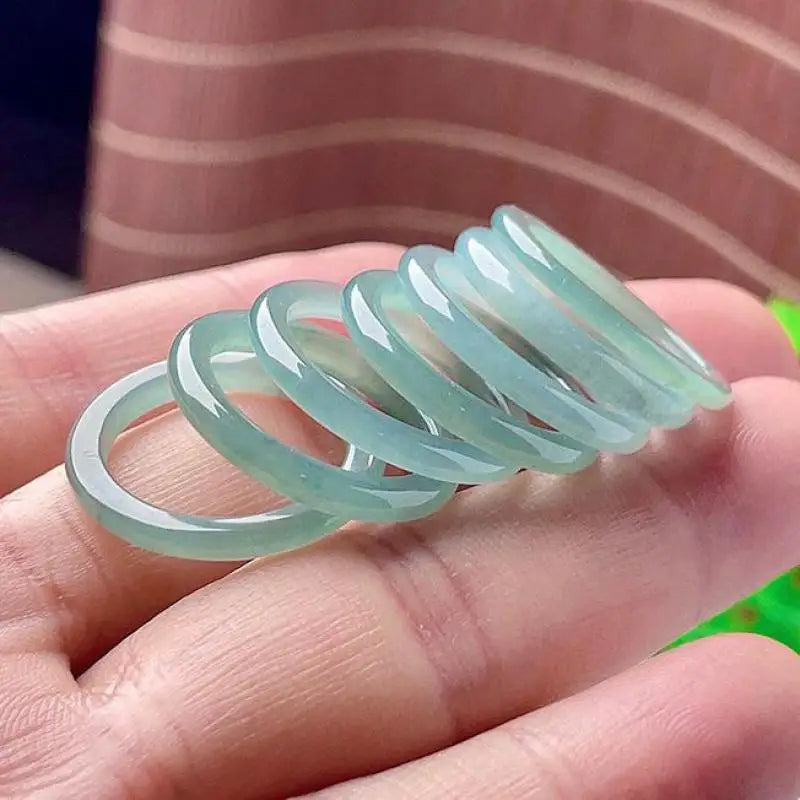 Grade A Myanmar Jadeite Ice Floating Flower Jade Ring Men Women Fine Jewelry Accessories Genuine Burma Jades Stone Band Rings